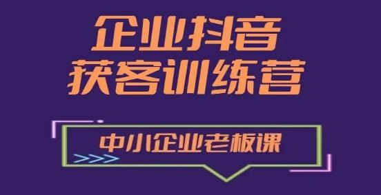 企业抖音营销获客增长训练营，中小企业老板必修课-创博项目库