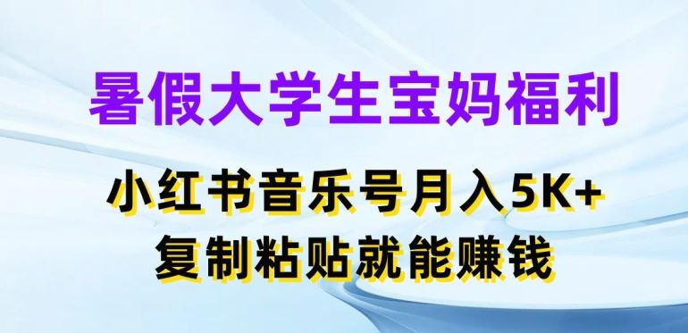 暑假大学生宝妈福利，小红书音乐号月入5000+，复制粘贴就能赚钱【揭秘】-创博项目库