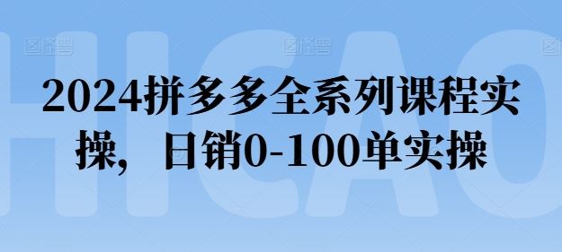 2024拼多多全系列课程实操，日销0-100单实操【必看】-创博项目库