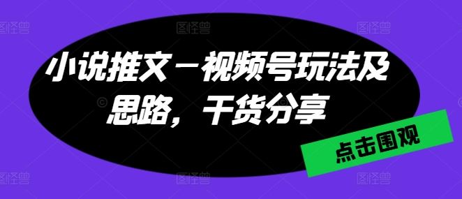 小说推文—视频号玩法及思路，干货分享-创博项目库