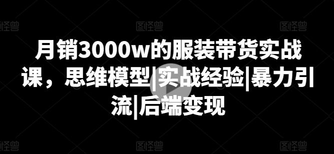 月销3000w的服装带货实战课，思维模型|实战经验|暴力引流|后端变现-创博项目库