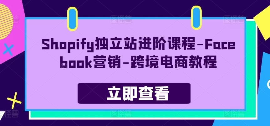 Shopify独立站进阶课程-Facebook营销-跨境电商教程-创博项目库