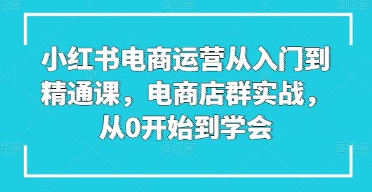 小红书电商运营从入门到精通课，电商店群实战，从0开始到学会-创博项目库