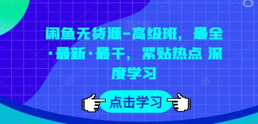 闲鱼无货源-高级班，最全·最新·最干，紧贴热点 深度学习