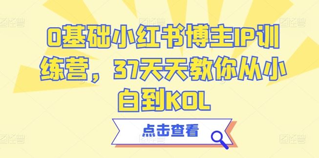 0基础小红书博主IP训练营，37天天教你从小白到KOL-创博项目库