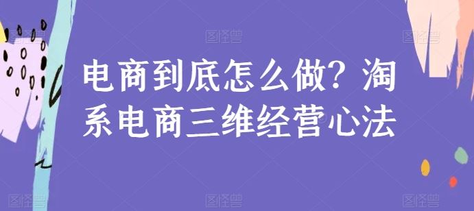 电商到底怎么做？淘系电商三维经营心法-创博项目库