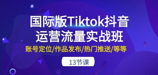 国际版Tiktok抖音运营流量实战班：账号定位/作品发布/热门推送/等等-13节-创博项目库