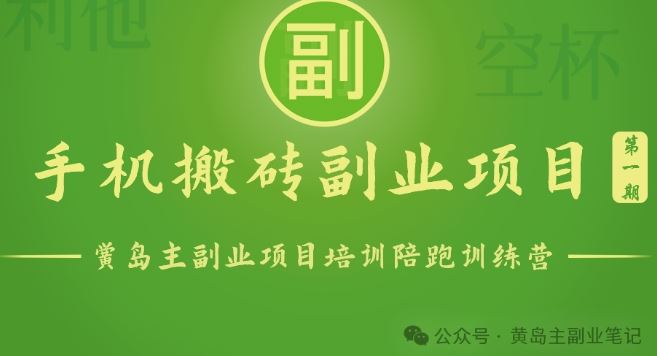 手机搬砖小副业项目训练营1.0，实测1小时收益50+，一部手机轻松日入100+-创博项目库