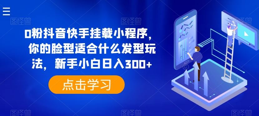 0粉抖音快手挂载小程序，你的脸型适合什么发型玩法，新手小白日入300+【揭秘】-创博项目库