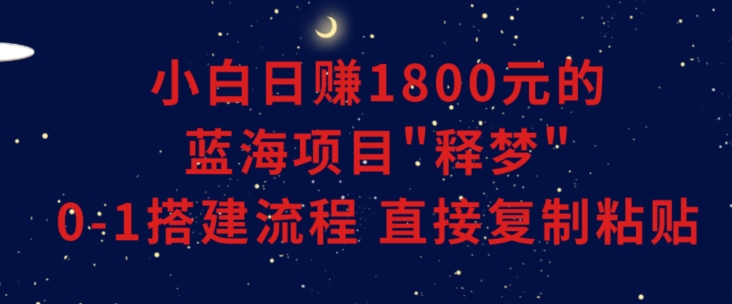 小白能日赚1800元的蓝海项目”释梦”0-1搭建流程可直接复制粘贴长期做【揭秘】-创博项目库