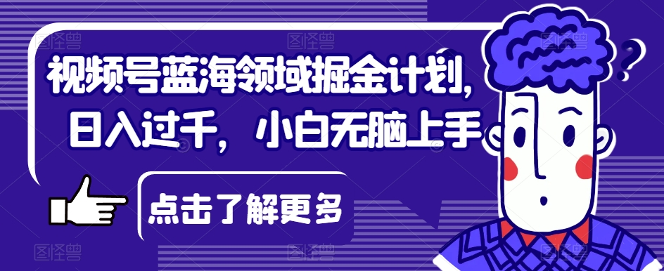 视频号蓝海领域掘金计划，日入过千，小白无脑上手【揭秘】-创博项目库