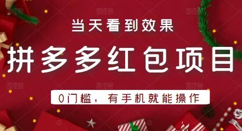 引流哥拼多多红包项目第1期：0门槛，有手机就能操作，当天就能看到效果-创博项目库