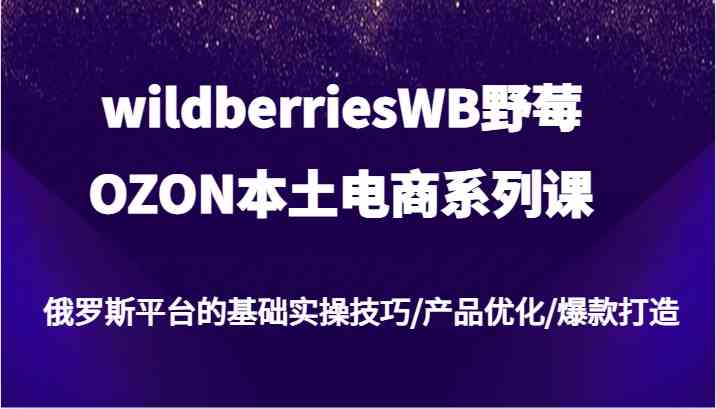 wildberriesWB野莓/OZON本土电商系列课，俄罗斯平台的基础实操技巧/产品优化/爆款打造-创博项目库