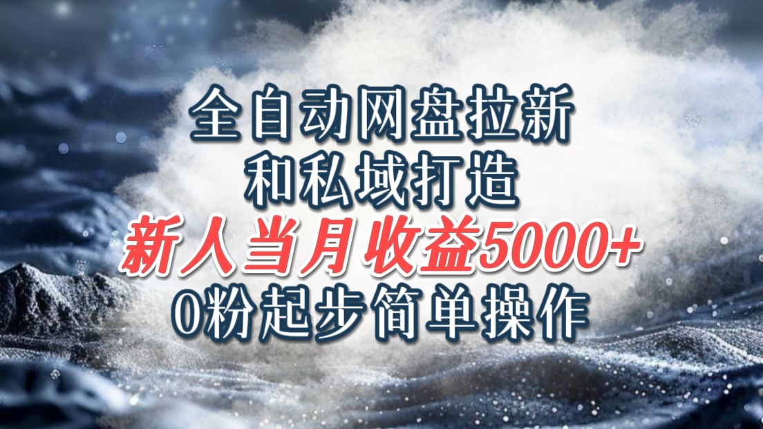 全自动网盘拉新和私域打造，0粉起步简单操作，新人入门当月收益5000以上-创博项目库