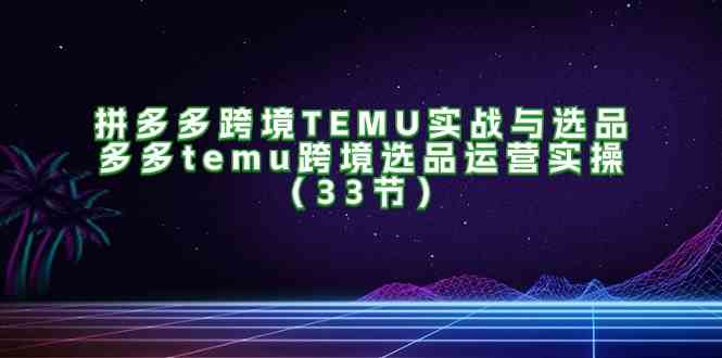 拼多多跨境TEMU实战与选品，多多temu跨境选品运营实操（33节）-创博项目库