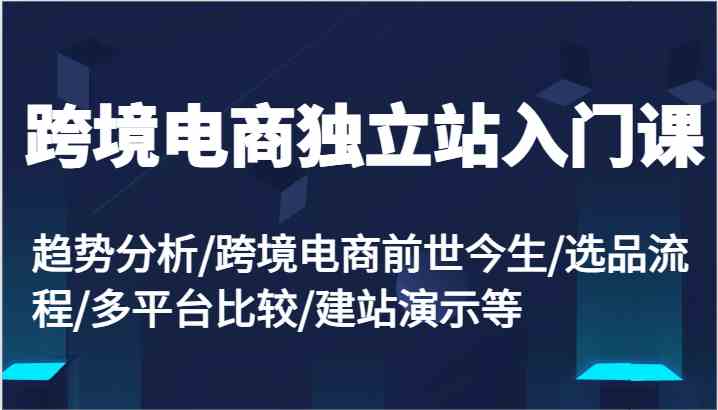 跨境电商独立站入门课：趋势分析/跨境电商前世今生/选品流程/多平台比较/建站演示等-创博项目库