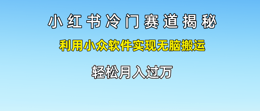 小红书冷门赛道揭秘,利用小众软件实现无脑搬运，轻松月入过万-创博项目库