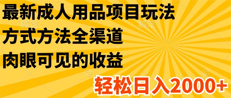 最新成人用品项目玩法，方式方法全渠道，肉眼可见的收益，轻松日入2000+-创博项目库