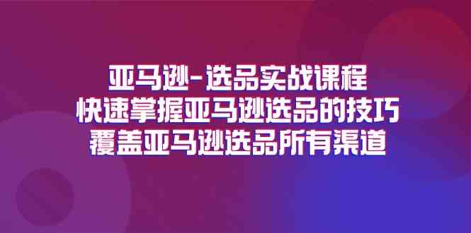 亚马逊选品实战课程，快速掌握亚马逊选品的技巧，覆盖亚马逊选品所有渠道-创博项目库