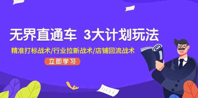 无界直通车3大计划玩法，精准打标战术/行业拉新战术/店铺回流战术-创博项目库