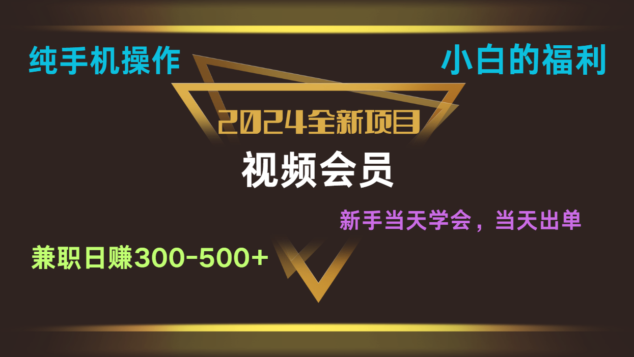 影视会员兼职日入500-800，纯手机操作当天上手当天出单 小白福利-创博项目库