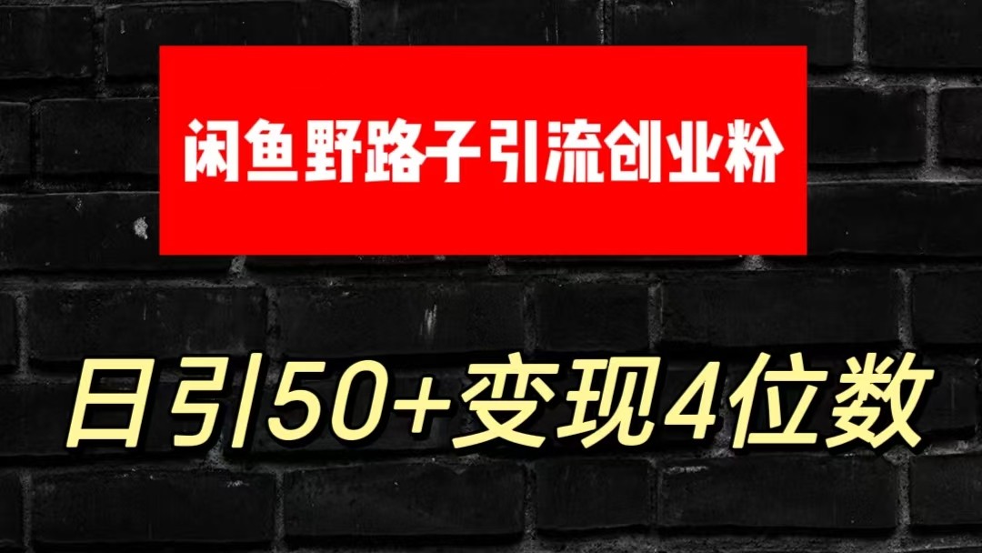 大眼闲鱼野路子引流创业粉，日引50+单日变现四位数-创博项目库