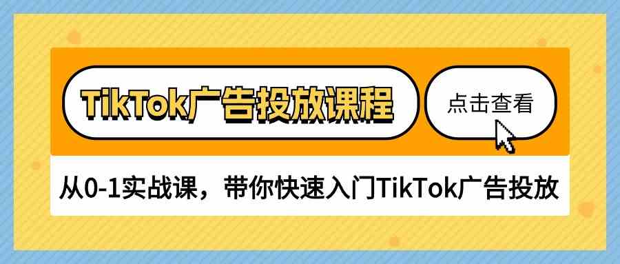 TikTok广告投放课程，从0-1实战课，带你快速入门TikTok广告投放（30节课）-创博项目库