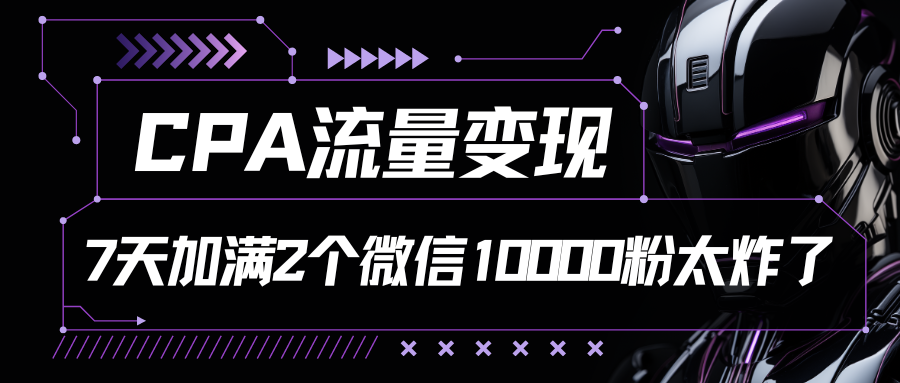 CPA流量变现，7天加满两个微信10000粉-创博项目库