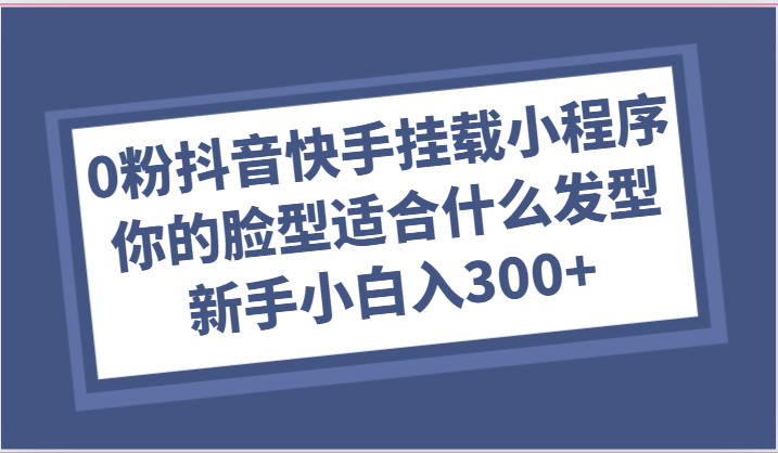 0粉抖音快手挂载小程序，你的脸型适合什么发型玩法，新手小白日入300+-创博项目库