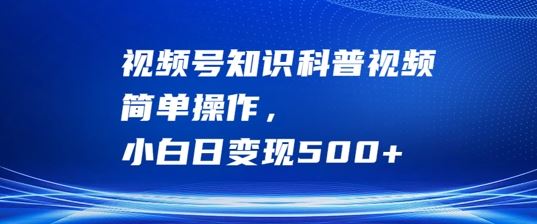 视频号知识科普视频，简单操作，小白日变现500+【揭秘】-创博项目库