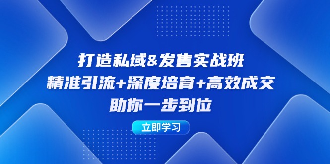 （12642期）打造私域&发售实操班：精准引流+深度培育+高效成交，助你一步到位-创博项目库