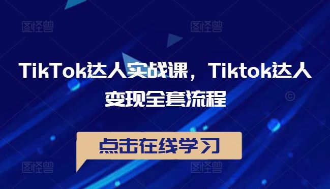 TikTok达人实战课，Tiktok达人变现全套流程-创博项目库